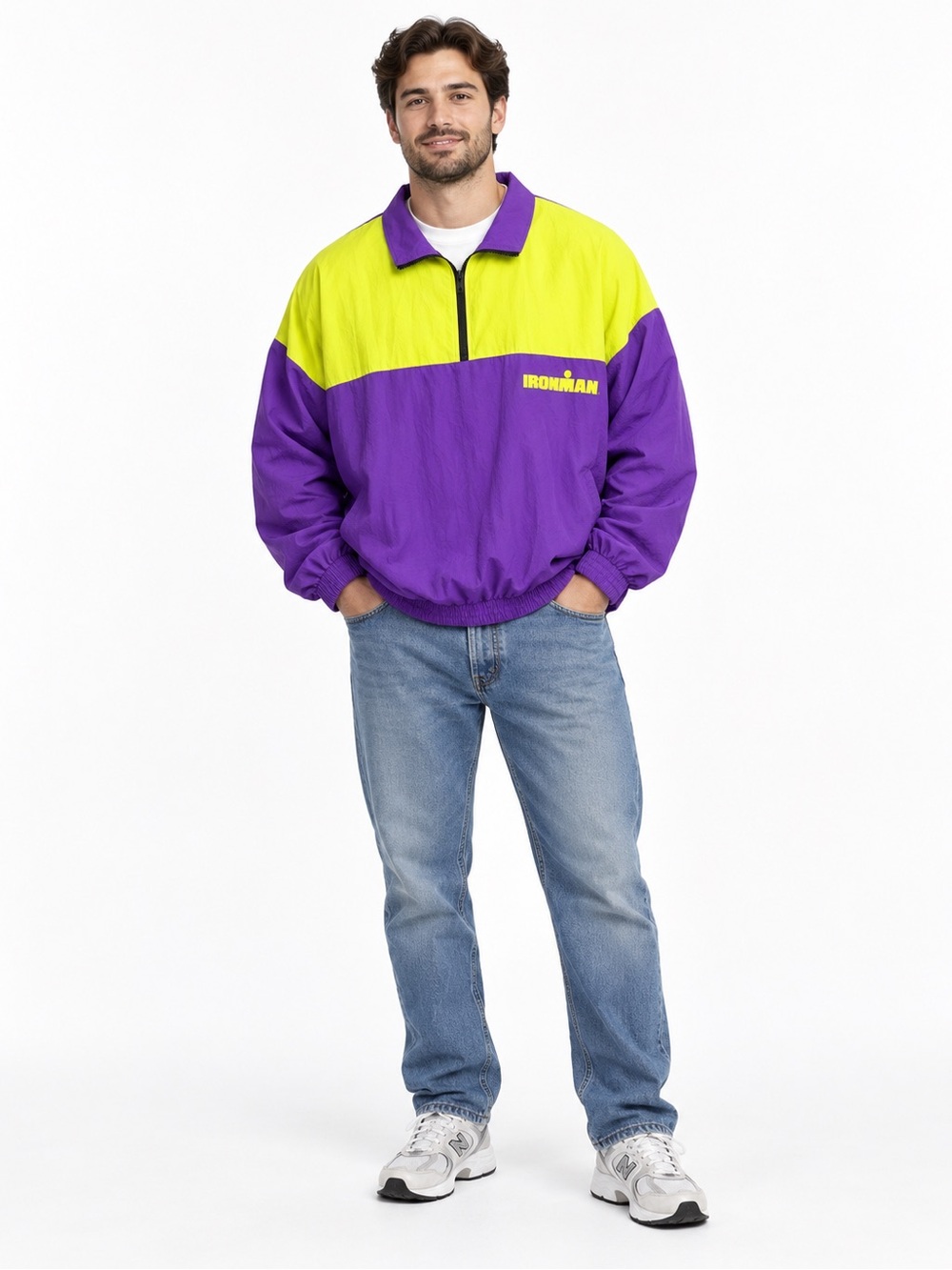 Iron Man Purple & Neon Yellow Half-Zip Windbreaker